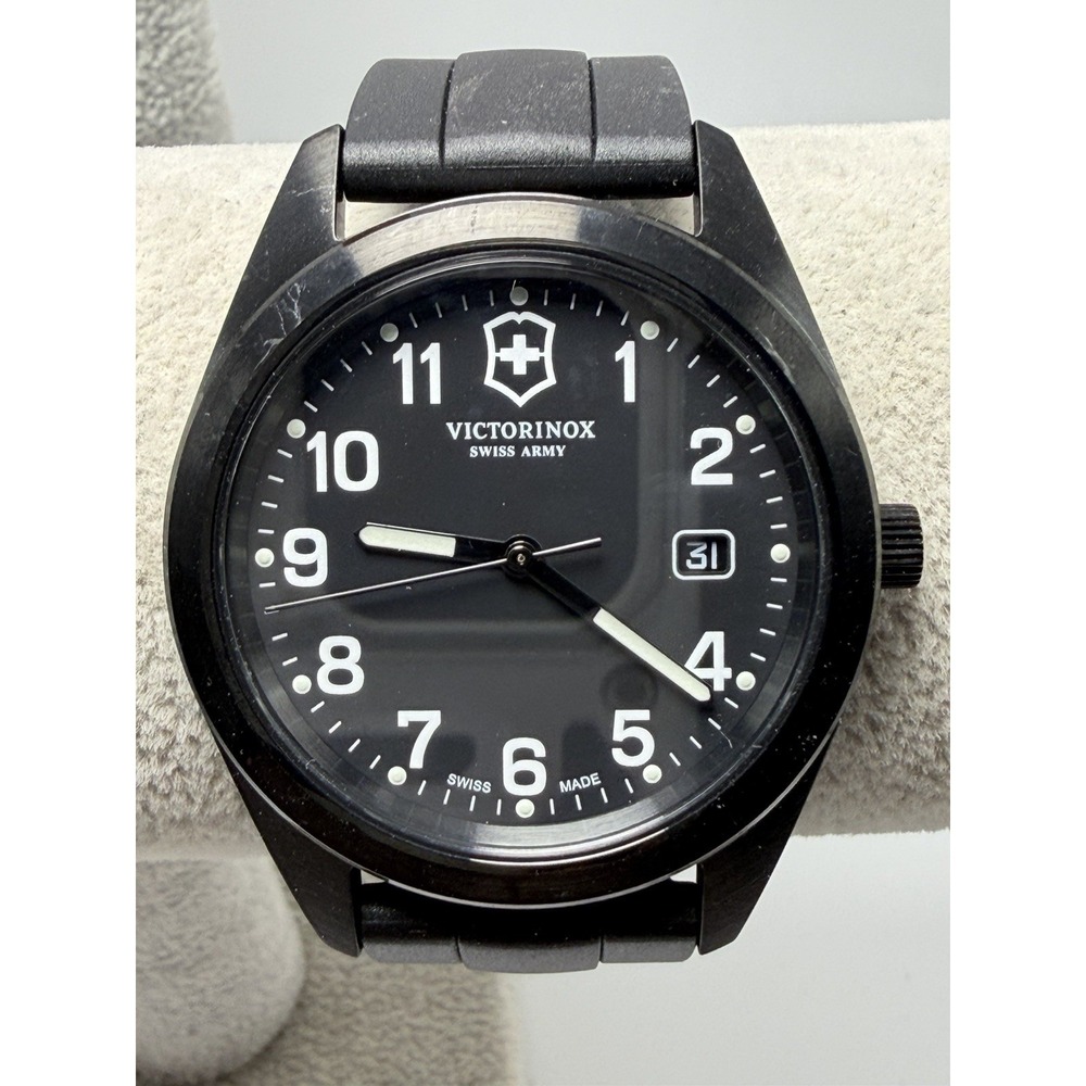 Victorinox 26071.CB New Battery Garrison Mens Watch 40MM 8" Black Rubber Band